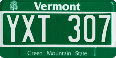 VT license plate YXT307