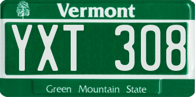 VT license plate YXT308