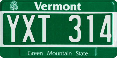 VT license plate YXT314
