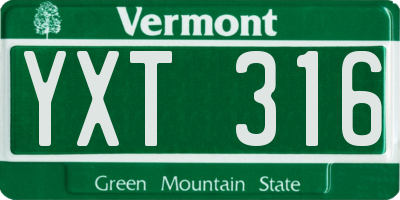 VT license plate YXT316
