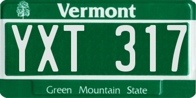 VT license plate YXT317