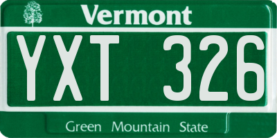 VT license plate YXT326