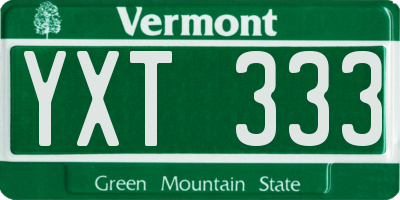 VT license plate YXT333