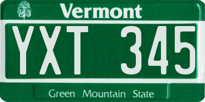 VT license plate YXT345