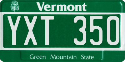 VT license plate YXT350