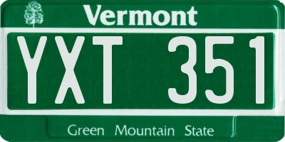 VT license plate YXT351