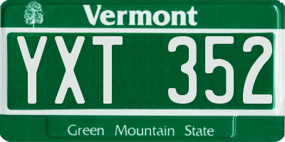 VT license plate YXT352