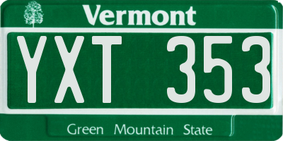 VT license plate YXT353