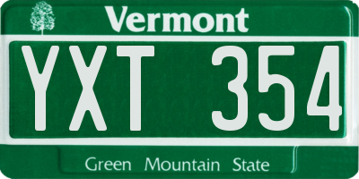 VT license plate YXT354