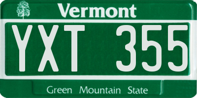 VT license plate YXT355
