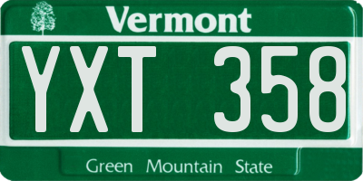 VT license plate YXT358