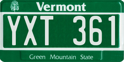 VT license plate YXT361