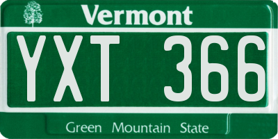 VT license plate YXT366