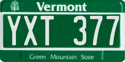 VT license plate YXT377