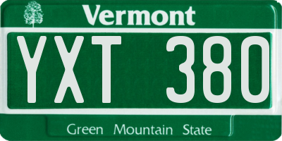 VT license plate YXT380