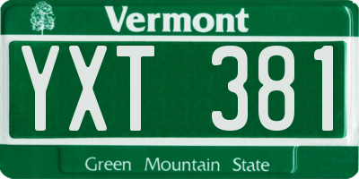 VT license plate YXT381
