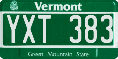 VT license plate YXT383