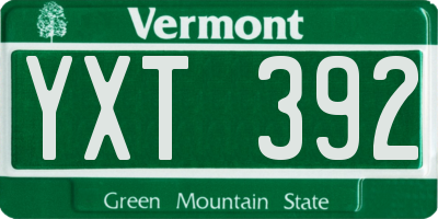 VT license plate YXT392