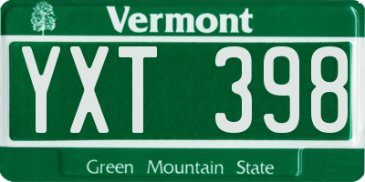 VT license plate YXT398