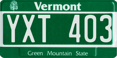 VT license plate YXT403
