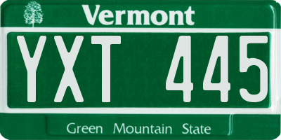 VT license plate YXT445