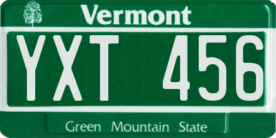 VT license plate YXT456