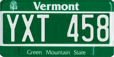 VT license plate YXT458