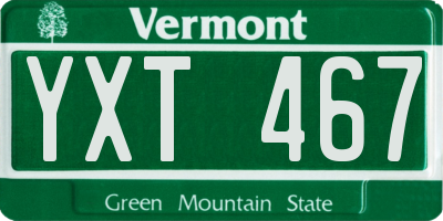 VT license plate YXT467