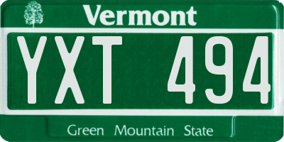 VT license plate YXT494