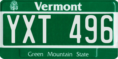 VT license plate YXT496