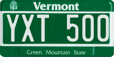VT license plate YXT500