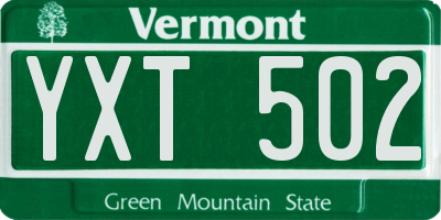 VT license plate YXT502