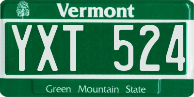 VT license plate YXT524