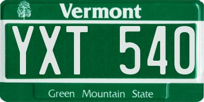 VT license plate YXT540