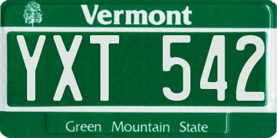 VT license plate YXT542
