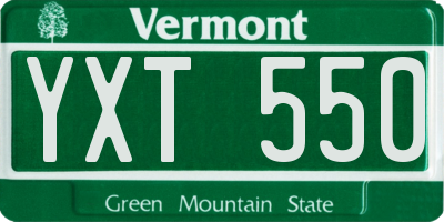 VT license plate YXT550