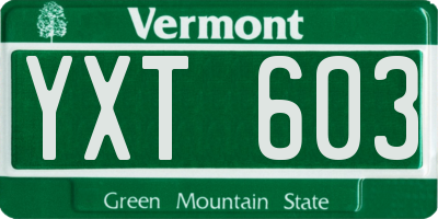 VT license plate YXT603