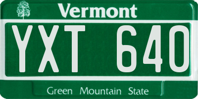 VT license plate YXT640