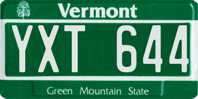 VT license plate YXT644