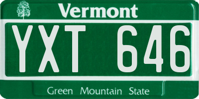 VT license plate YXT646