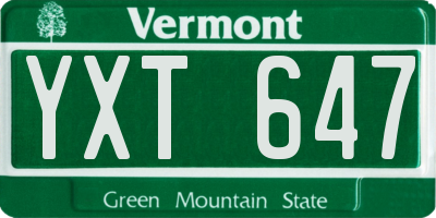 VT license plate YXT647