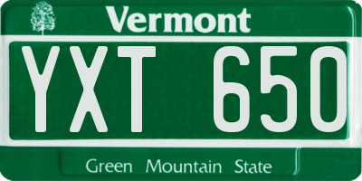 VT license plate YXT650