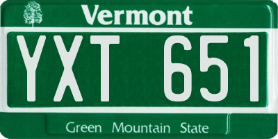 VT license plate YXT651