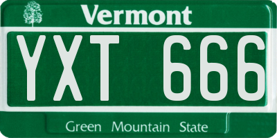 VT license plate YXT666
