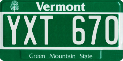 VT license plate YXT670