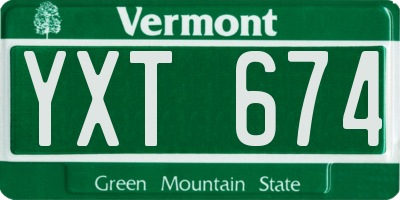 VT license plate YXT674