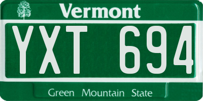 VT license plate YXT694
