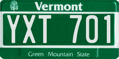 VT license plate YXT701