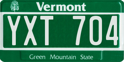 VT license plate YXT704
