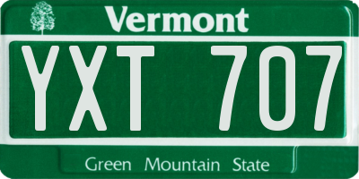 VT license plate YXT707